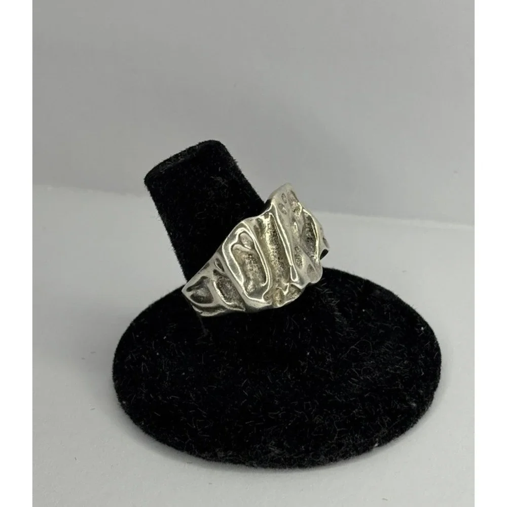Sterling Silver Brutalist Abstract Ring Size 7 Artisan‎ Modernist Chunky